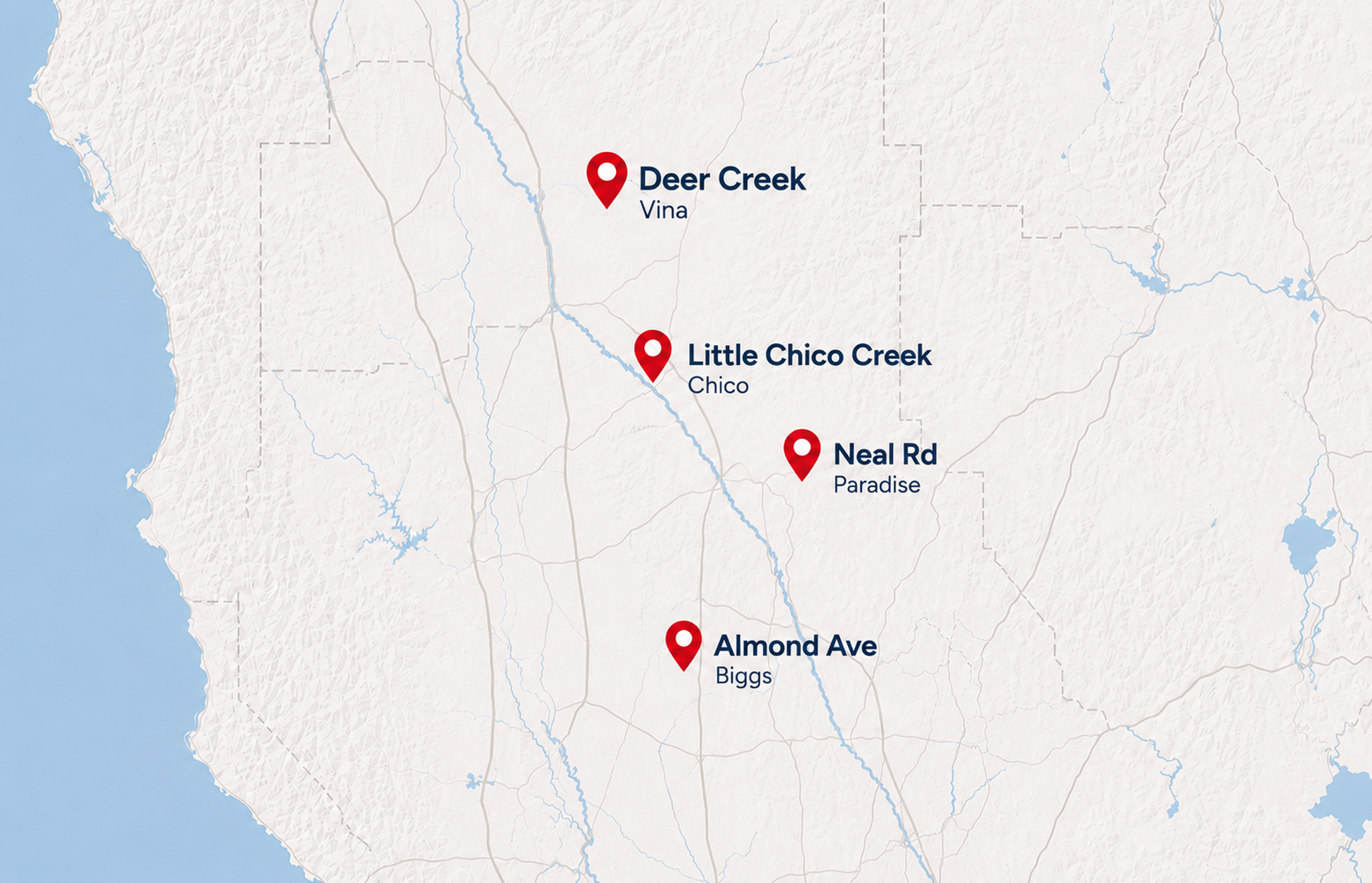 Map showing Franklin Construction facility locations